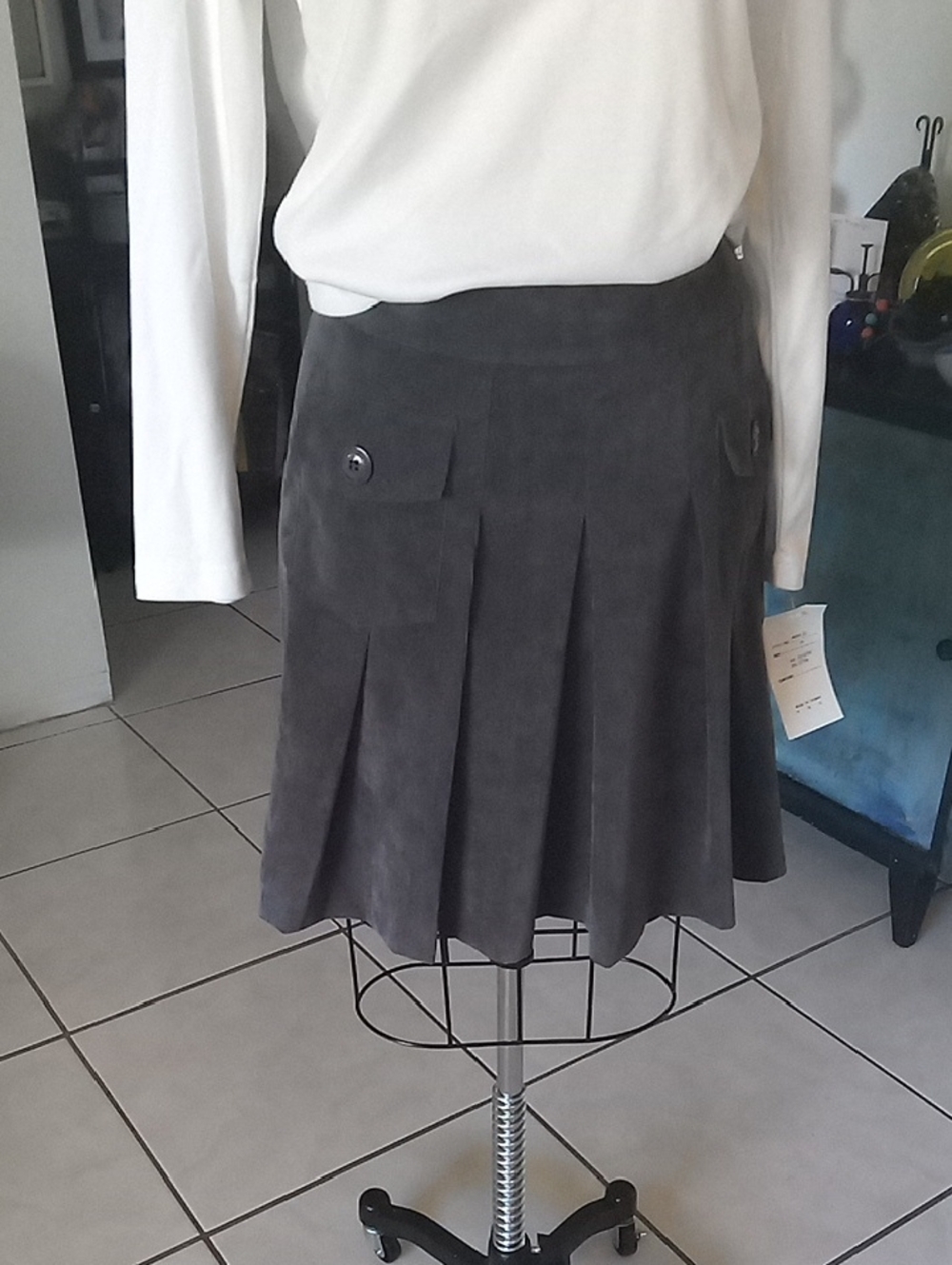 Chelsea & Theodore Charcoal A-Line Skirt